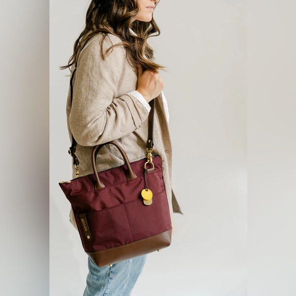 Leather Purse R Riveter Handbags Dot Navy Nylon Brown Leather